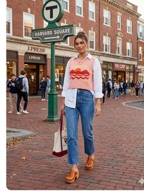 NWOT BDG Ibiza 1976 Peach Knit Vest | Retro Boho Coastal Cowgirl Cropped L
